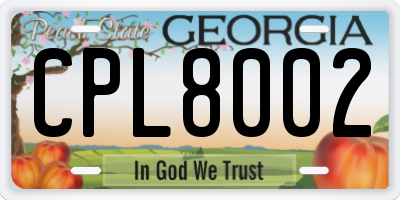 GA license plate CPL8002