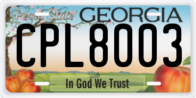 GA license plate CPL8003
