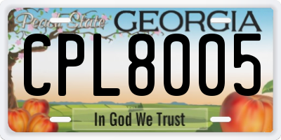 GA license plate CPL8005