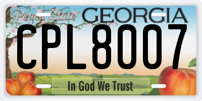 GA license plate CPL8007