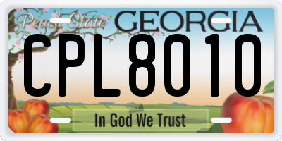 GA license plate CPL8010