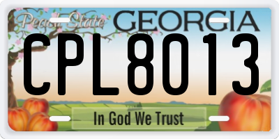 GA license plate CPL8013