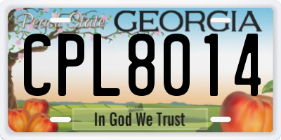 GA license plate CPL8014