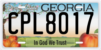 GA license plate CPL8017