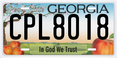 GA license plate CPL8018