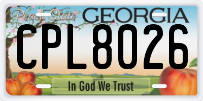 GA license plate CPL8026