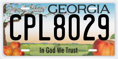 GA license plate CPL8029