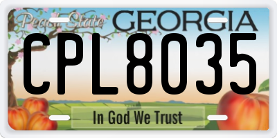 GA license plate CPL8035