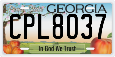 GA license plate CPL8037