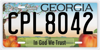 GA license plate CPL8042