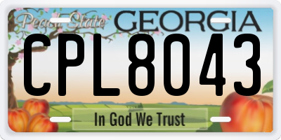 GA license plate CPL8043