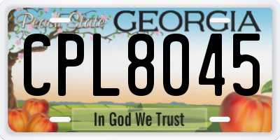 GA license plate CPL8045