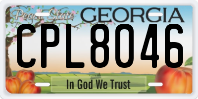 GA license plate CPL8046
