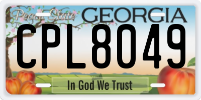 GA license plate CPL8049