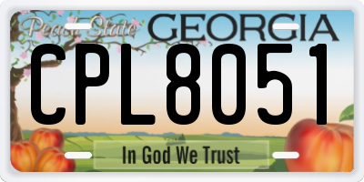 GA license plate CPL8051