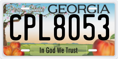 GA license plate CPL8053