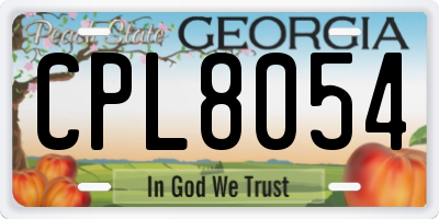GA license plate CPL8054