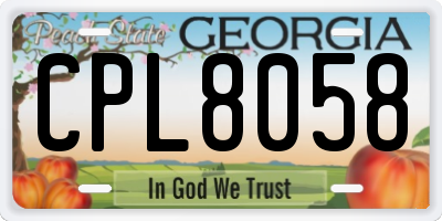 GA license plate CPL8058