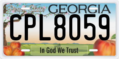 GA license plate CPL8059