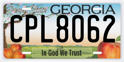 GA license plate CPL8062