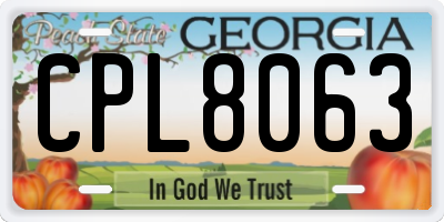 GA license plate CPL8063