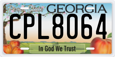 GA license plate CPL8064