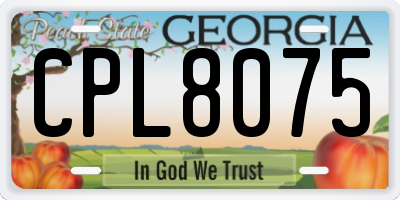GA license plate CPL8075
