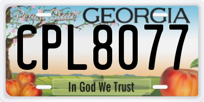 GA license plate CPL8077