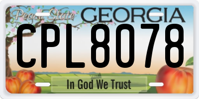 GA license plate CPL8078