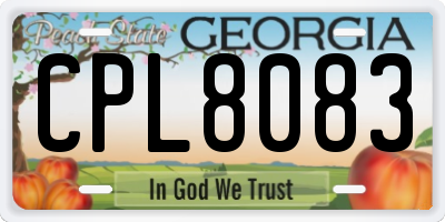 GA license plate CPL8083