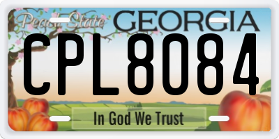 GA license plate CPL8084