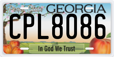GA license plate CPL8086