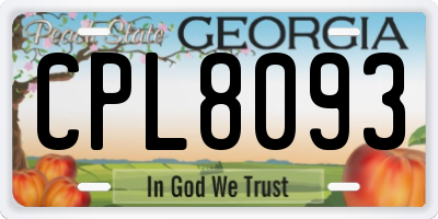GA license plate CPL8093