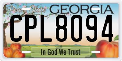 GA license plate CPL8094