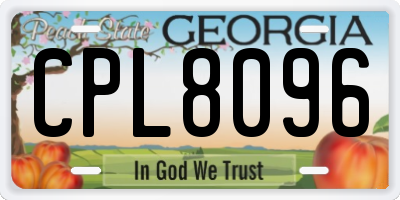 GA license plate CPL8096