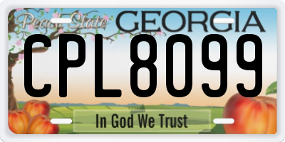 GA license plate CPL8099