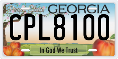 GA license plate CPL8100