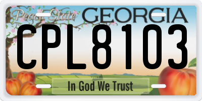 GA license plate CPL8103