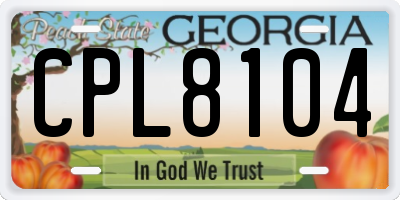 GA license plate CPL8104