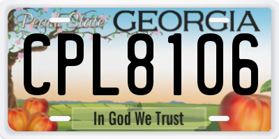 GA license plate CPL8106