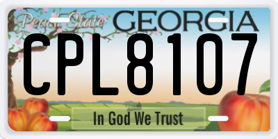 GA license plate CPL8107