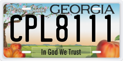 GA license plate CPL8111