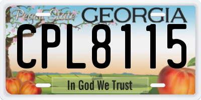 GA license plate CPL8115
