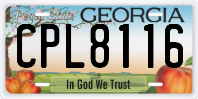 GA license plate CPL8116