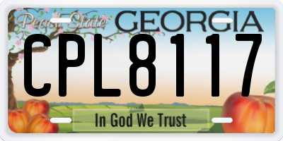 GA license plate CPL8117
