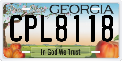 GA license plate CPL8118