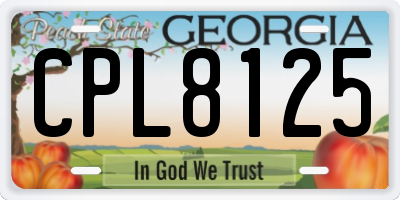 GA license plate CPL8125