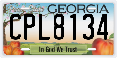 GA license plate CPL8134