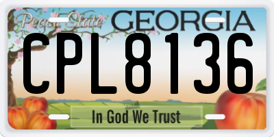 GA license plate CPL8136