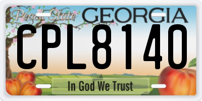 GA license plate CPL8140